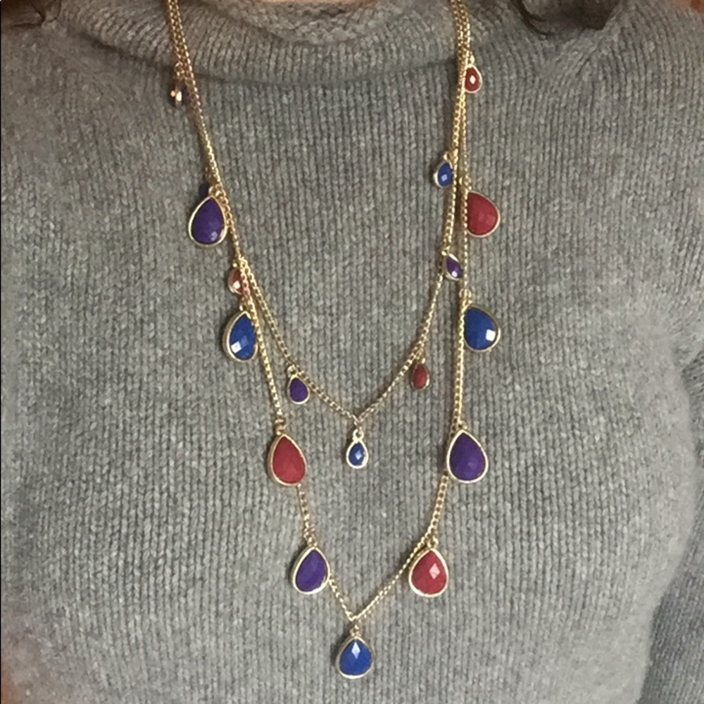 Double tiered gold colored necklace